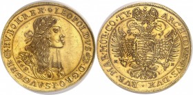 AUTRICHE
Leopold I (1657-1705). 10 ducats 1668, Kremitz.
Av. Buste drapé et lauré à droite. Rv. Aigle bicéphale couronné.
Fr. 120.
NGC UNC Details...