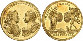 AUTRICHE
Leopold II (1790-1792). Médaille en or au poids de 3 et 1/2 ducats, 1765, frappée pour célébrer le mariage entre Léopold II et Marie Ludovic...