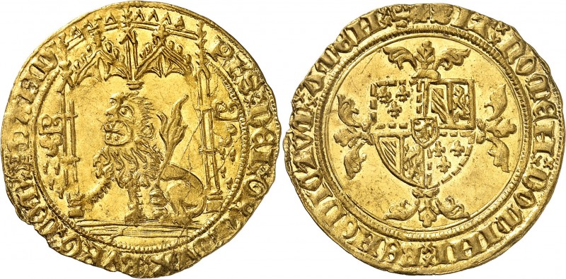 BELGIQUE
Flandres, Philippe le Bon (1419-1467). Lion d’or, Bruges.
Av. Lion à ...