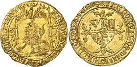 BELGIQUE
Flandres, Philippe le Bon (1419-1467). Lion d’or, Bruges.
Av. Lion à gauche. Rv. Armes de Bourgogne et de Flandres.
Del. 489, Fr. 185. 4,2...