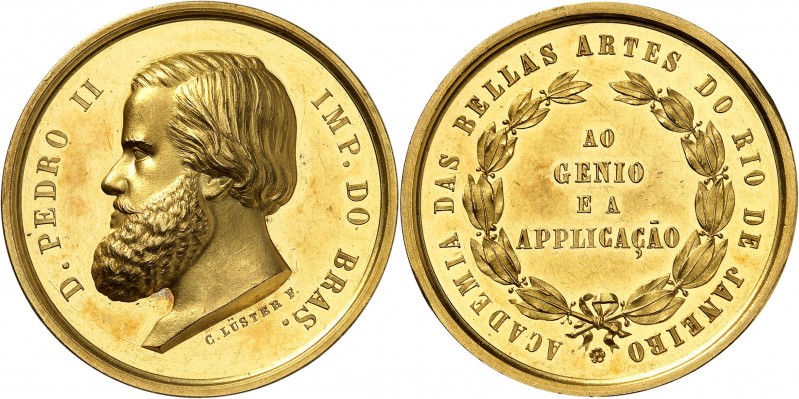 BRÉSIL
Pierre II (1831-1889). Médaille de récompense en or de l’académie des ar...