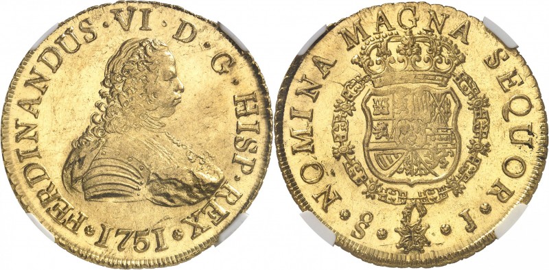 CAMBODGE
Ferdinand VI (1746-1759). 8 escudos 1751, Santiago.
Av. Buste habillé...