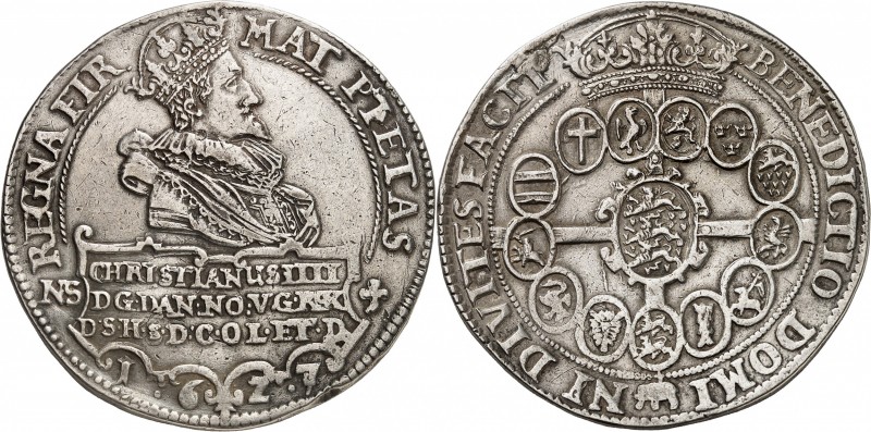 DANEMARK
Christian IV (1588-1648). Speciedaler 1627, Copenhague.
Av. Buste cou...