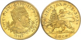 ÉTHIOPIE
Ménélik II (1889-1913). Werk 1889 (1897), Addis-Abeba.
Av. Buste couronné à droite. Rv. Lion couronné à gauche.
Fr. 21.
Provenance : Coll...