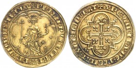 FRANCE
Philippe IV (1285-1314). Masse d’or, émission du 10 janvier 1296.
Av. Le roi assis de face en majesté, tenant le sceptre et une fleur de lis....