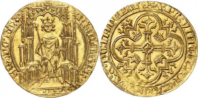 FRANCE
Philippe VI (1328-1350). Double d’or Ière émission du 6 avril 1340.
Av....