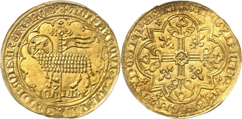 FRANCE
Jean II le Bon (1350-1364). Mouton d’or émission de 1355.
Av. Agneau pa...