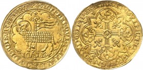 FRANCE
Jean II le Bon (1350-1364). Mouton d’or émission de 1355.
Av. Agneau pascal à gauche, la tête tournée à droite, dans un polylobe, légende cir...