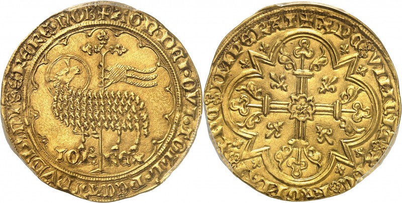 FRANCE
Jean II le Bon (1350-1364). Mouton d’or émission de 1355.
Av. Agneau pa...