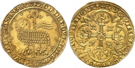 FRANCE
Jean II le Bon (1350-1364). Mouton d’or émission de 1355.
Av. Agneau pascal à gauche, la tête tournée à droite, dans un polylobe, légende cir...