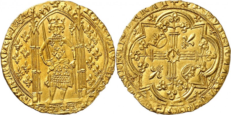 FRANCE
Charles V (1364-1380). Franc à pied, 20 avril 1365.
Av. Le roi, couronn...