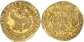 FRANCE
Charles VI (1380-1422). Agnel d’or, Ière émission, Saint-Lô.
Av. Agneau pascal à gauche, la tête tournée à droite, dans un polylobe, légende ...