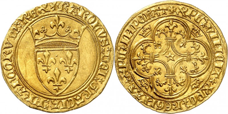 FRANCE
Charles VI (1380-1422). Écu d’or à la couronne première émission.
Av. É...