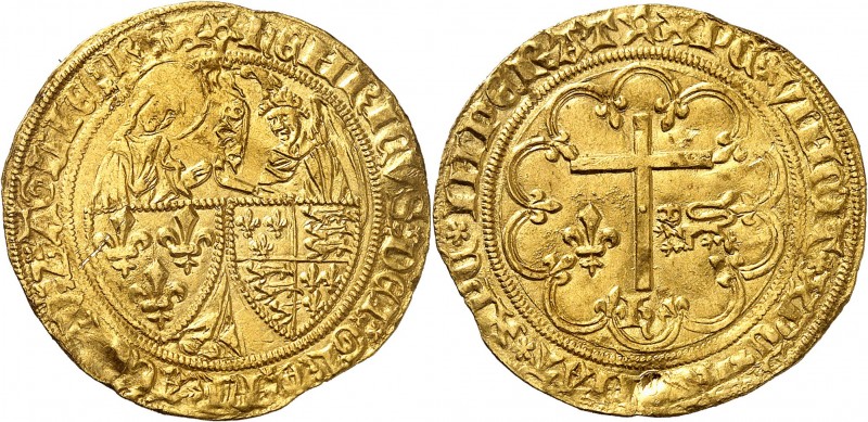 FRANCE
Henri VI d’Angleterre (1422-1453). Salut d’or seconde émission, Saint-Qu...