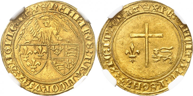 FRANCE
Henri VI d’Angleterre (1422-1453). Angelot d’or, couronne, Paris.
Av. L...