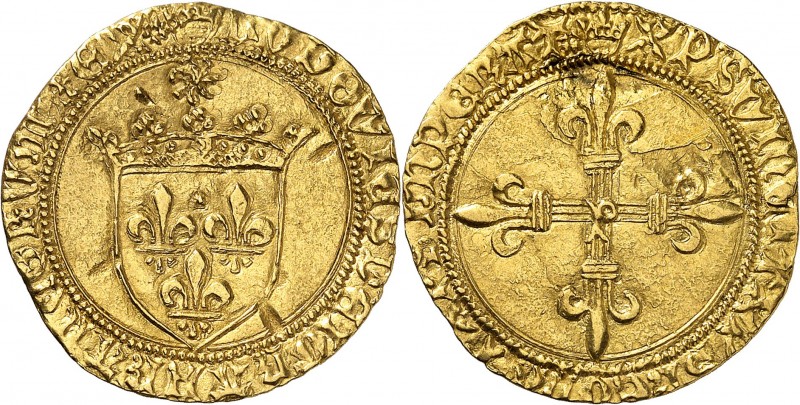 FRANCE
Louis XI (1461-1483). Écu d’or au soleil, type spécial pour Perpignan av...