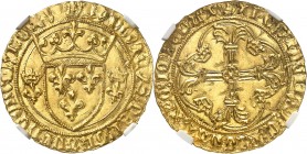 FRANCE
Louis XI (1461-1483). Écu d’or à la couronne première émission, décembre 1461, Angers.
Av. Écu de France couronné, accosté de deux lis couron...