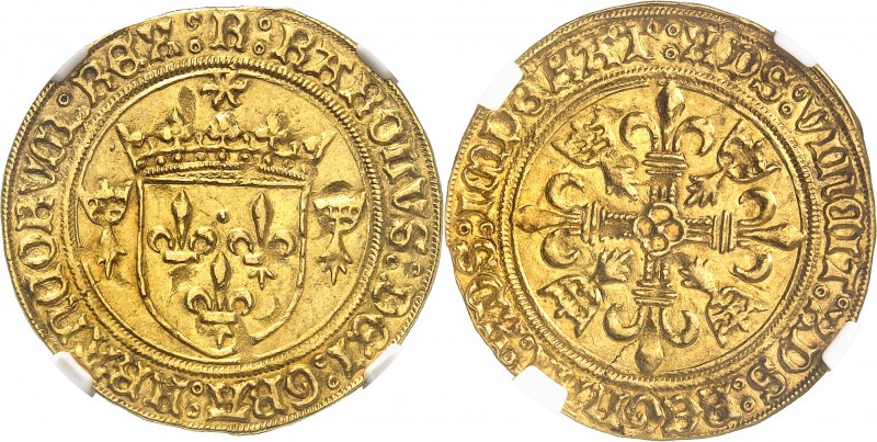 FRANCE
Charles VIII (1483-1498). Écu d’or au soleil de Bretagne, Rennes. Écu d’...
