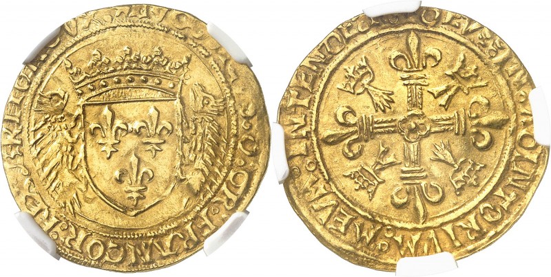 FRANCE
Louis XII (1498-1515). Écu d’or Ier type de Bretagne aux porcs-épics N, ...