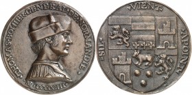 FRANCE
Thomas Bohier (1460-1524). Fonte ancienne en bronze 1503.
Av. Buste à droite. Rv. Armes.
59,87 mm. 47,62 g.
Provenance : vente aux enchères...