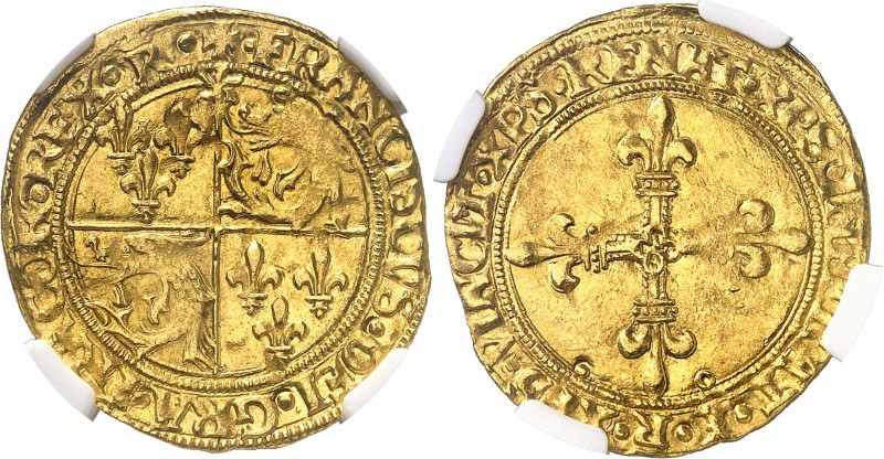 FRANCE
François Ier (1515-1547). Ecu d’or au soleil du Dauphiné, Ier type, Roma...