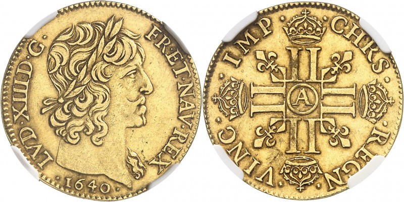 FRANCE
Louis XIII (1610-1643). Louis d’or à la grosse tête 1640 A, Paris.
Av. ...