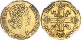 FRANCE
Louis XIII (1610-1643). Louis d’or à la grosse tête 1640 A, Paris.
Av. Tête laurée à droite. Rv. Croix formée de huit L adossés et couronnés....