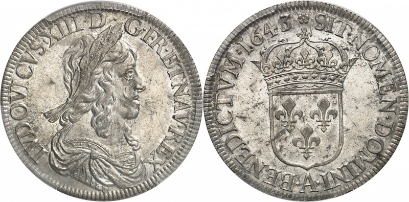 FRANCE
Louis XIII (1610-1643). Écu de 60 sols, deuxième poinçon de Warin 1643, ...