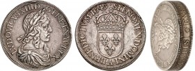 FRANCE
Louis XIII (1610-1643). Écu de 60 sols 1643 A, Paris, piéfort de poids quadruple.
Av. Buste lauré et drapé à droite. Rv. Écu de France couron...