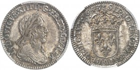 FRANCE
Louis XIII (1610-1643). 1/12 écu premier poinçon, 1643 A, Paris.
Av. Buste lauré et drapé à droite. Rv. Écu de France couronné.
G. 46, Dup. ...