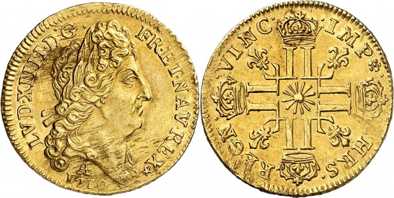 FRANCE
Louis XIV (1643-1715). Louis d’or au soleil 1710 A, Paris.
Av. Tête lau...