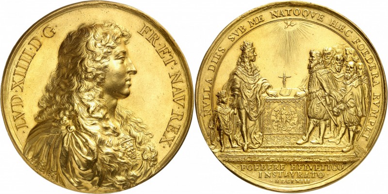 FRANCE
Louis XIV (1643-1715). Médaille en or 1663, frappée à l’occasion de la v...