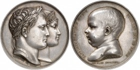 FRANCE
Premier Empire / Napoléon Ier (1804-1814). Médaille en argent 1811, célébrant la naissance du roi de Rome le 11 mars 1811, par Andrieu.
Av. B...