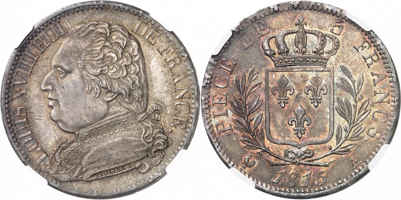FRANCE
Louis XVIII (1814-1824). 5 francs 1815 A, Paris.
Av. Buste habillé à ga...