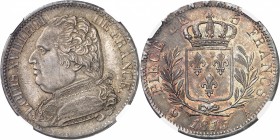 FRANCE
Louis XVIII (1814-1824). 5 francs 1815 A, Paris.
Av. Buste habillé à gauche. Rv. Écu de France couronné, entouré d’une couronne de laurier.
...