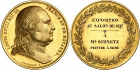 FRANCE
Louis XVIII (1814-1824). Médaille en or de récompense donnée à J.-V. Schnetz, peintre à Rome, lors de l’exposition au Salon de 1817 à Paris pa...