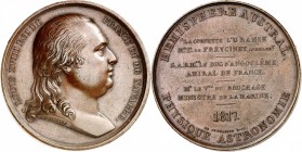 FRANCE
Louis XVIII (1814-1824). Médaille en bronze 1817, célébrant le départ de l’Uranie pour l’exploration de l’hemisphère austral.
Av. Buste nu à ...