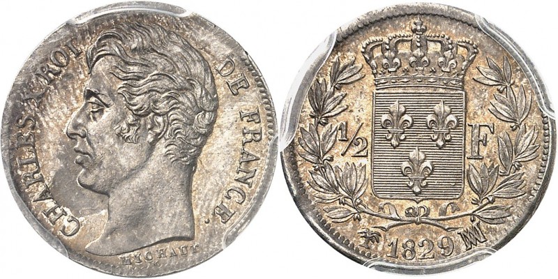 FRANCE
Charles X (1824-1830). 1/2 franc 1829 MA, Marseille.
Av. Tête nue à gau...