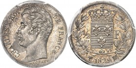 FRANCE
Charles X (1824-1830). 1/2 franc 1829 MA, Marseille.
Av. Tête nue à gauche. Rv. Écu de France couronné, entouré d’une couronne de laurier.
G...
