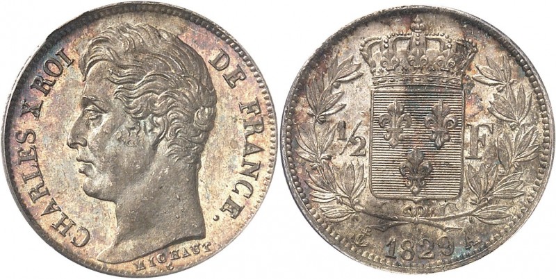 FRANCE
Charles X (1824-1830). 1/2 franc 1829 A, Paris.
Av. Tête nue à gauche. ...