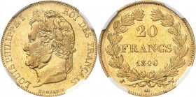 FRANCE
Louis Philippe Ier (1830-1848). 20 francs 1846 W, Lille.
Av. Tête laurée à gauche. Rv. Valeur dans une couronne.
G. 1031, Fr. 560.
Top pop ...