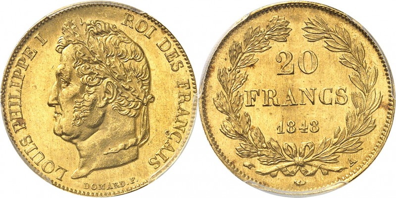 FRANCE
Louis Philippe Ier (1830-1848). 20 francs 1848 A, Paris.
Av. Tête lauré...