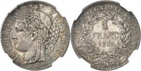 FRANCE
IIe République (1848-1852). 1 franc 1850 A, Paris.
Av. Tête de Cérès à gauche. Rv. Valeur dans une couronne.
G. 457.
NGC MS 66. À l’état de...