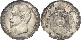 FRANCE
Napoléon III (1852-1870). 5 francs 1856 D, Lyon.
Av. Tête nue à gauche. Rv. Armoiries impériales posées sur un manteau.
G. 734.
NGC MS 63+....