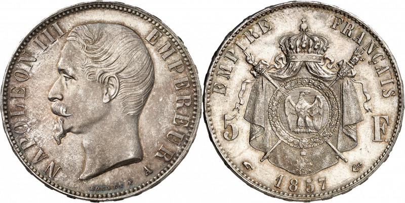 FRANCE
Napoléon III (1852-1870). 5 francs 1857 A, Paris.
Av. Tête nue à gauche...