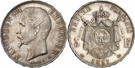 FRANCE
Napoléon III (1852-1870). 5 francs 1857 A, Paris.
Av. Tête nue à gauche. Rv. Armoiries impériales posées sur un manteau.
G. 734.
PCGS Genui...