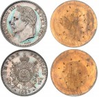 FRANCE
Napoléon III (1852-1870). 2 francs 1862, paire d’essais unifaces en bronze argenté.
Av. Tête laurée à gauche. Rv. Champ lisse. / Av. Armoirie...
