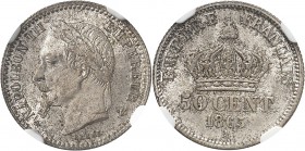 FRANCE
Napoléon III (1852-1870). 50 centimes 1865, Paris.
Av. Tête laurée à gauche. Rv. Valeur sous une couronne.
G. 41.
Top pop : plus haut grade...
