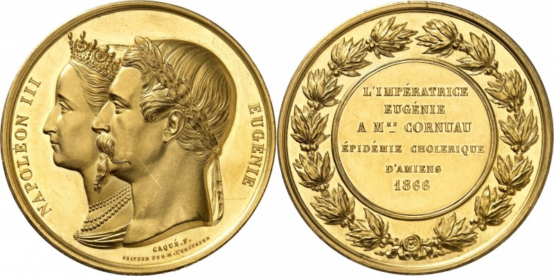 FRANCE
Napoléon III (1852-1870). Médaille en or aux effigies de l’empereur et l...