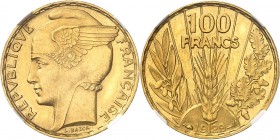 FRANCE
IIIe République (1870-1940). 100 francs or Bazor 1929.
Av. Tête de Marianne avec casque ailé à gauche. Rv. Epi de blé sous la valeur.
G.1148...